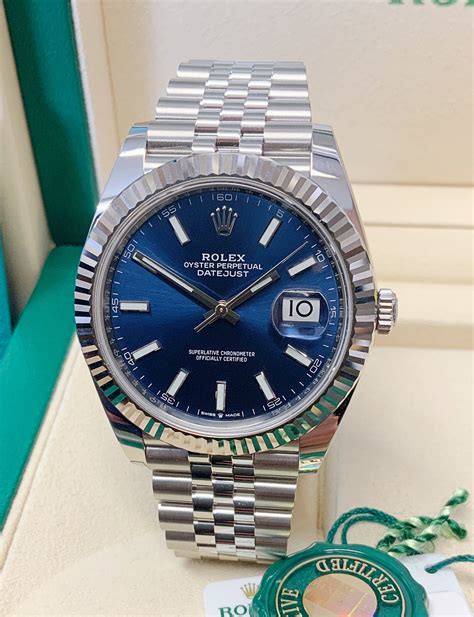 rolex 41mm datejust blue index|rolex datejust 41 blue price.